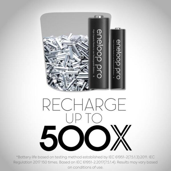 Baterias Recarregáveis Ni-MH Eneloop Pro AAA Panasonic 980mAh BK-4HCCA16FA, 16 UN. - Image 3