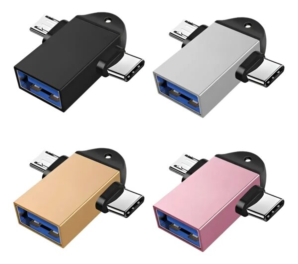 Adaptador OTG Tipo C 2 em 1 Micro USB Conversor para Conector USB 3.0 Smartphone - Image 2