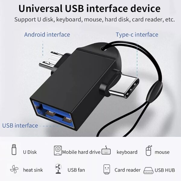 Adaptador OTG Tipo C 2 em 1 Micro USB Conversor para Conector USB 3.0 Smartphone - Image 5