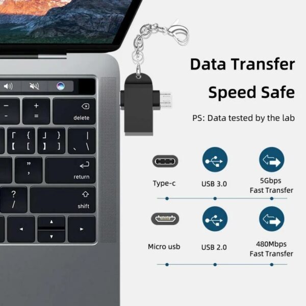 Adaptador OTG Tipo C 2 em 1 Micro USB Conversor para Conector USB 3.0 Smartphone - Image 9