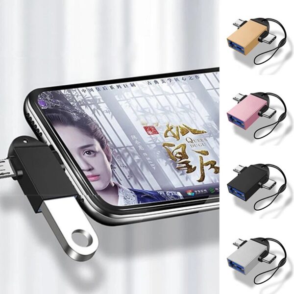 Adaptador OTG Tipo C 2 em 1 Micro USB Conversor para Conector USB 3.0 Smartphone - Image 7