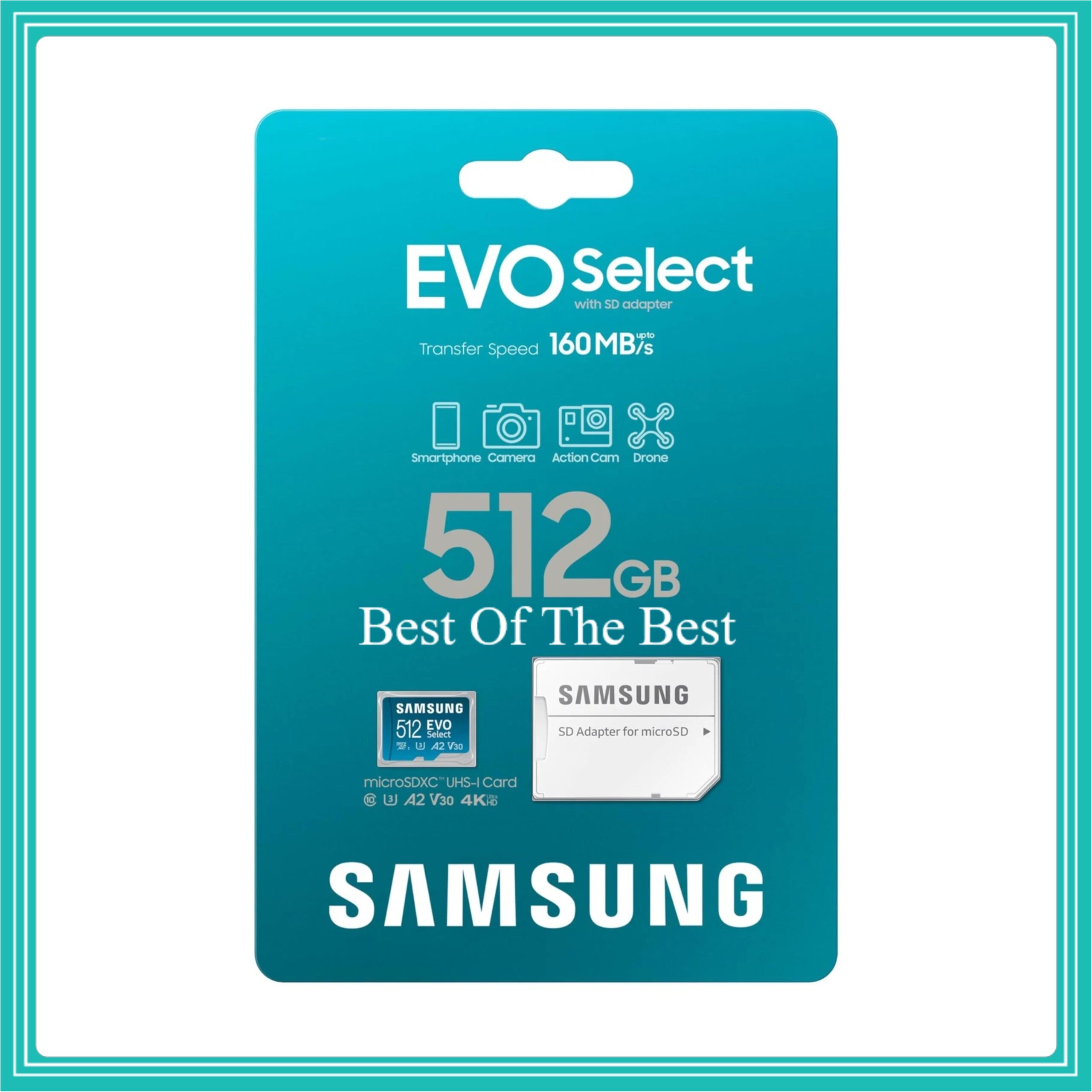 Cartão De Memória Samsung Select Micro SDXC EVO Plus 160MB/s 512GB