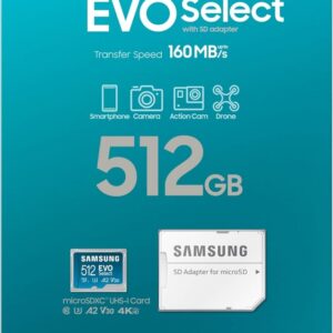 Cartão De Memória Samsung Select Micro SDXC EVO Plus 160MB/s 512GB