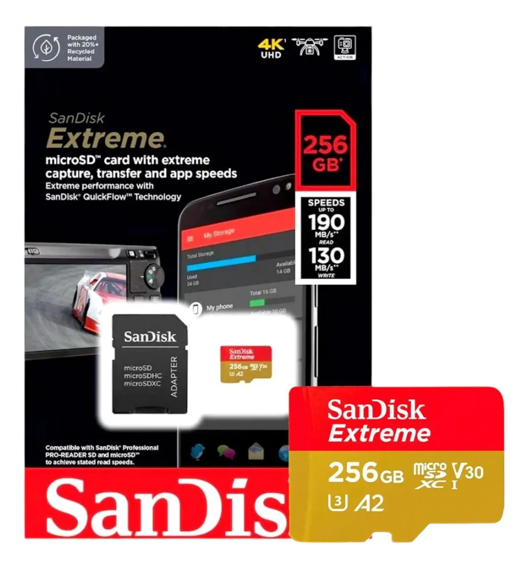 Sandisk Extreme Micro Sd Sandisk 256gb 190mbs - Imagem 2