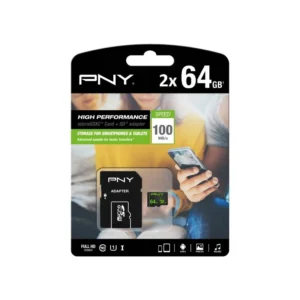 PNY Twin Pack 2X 64GB High Performance Micro SDXC 100 Mbps Class 10
