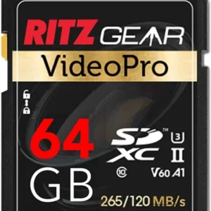 RITZ 64GB High-Speed SDXC UHS-II SD Card, C10, U3, V60, Full-Hd & 8K Memory Card