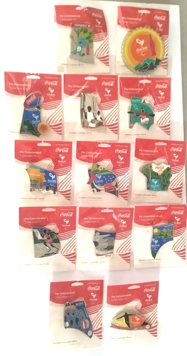 Rio 2016 12X Pins Paralímpicos + A Tampa CocaCola Coleção Completa - Imagem 3